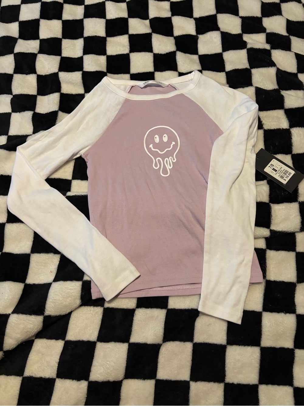 NWT ukids 7/8 Smiley face long sleeve shirt